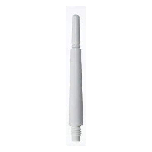 White Cosmo Fit Gear Shaft made from durable polycarbonate resin for normal spinning darts, available in multiple sizes