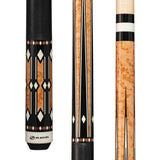 Players Light Coffee Birdseye & Imitation Bone Cue with Black Linen Wrap close up of the 3 sections of the cue
