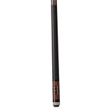 G-4144 Players® Black & Cocobolo Cue with Black Linen Wrap close up of the butt of the cue