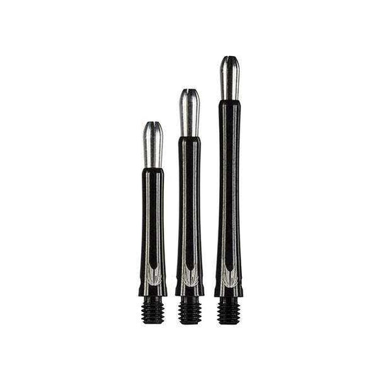 Grip Style Aluminium Shafts set with sleek design and screw-in flight holders for darts