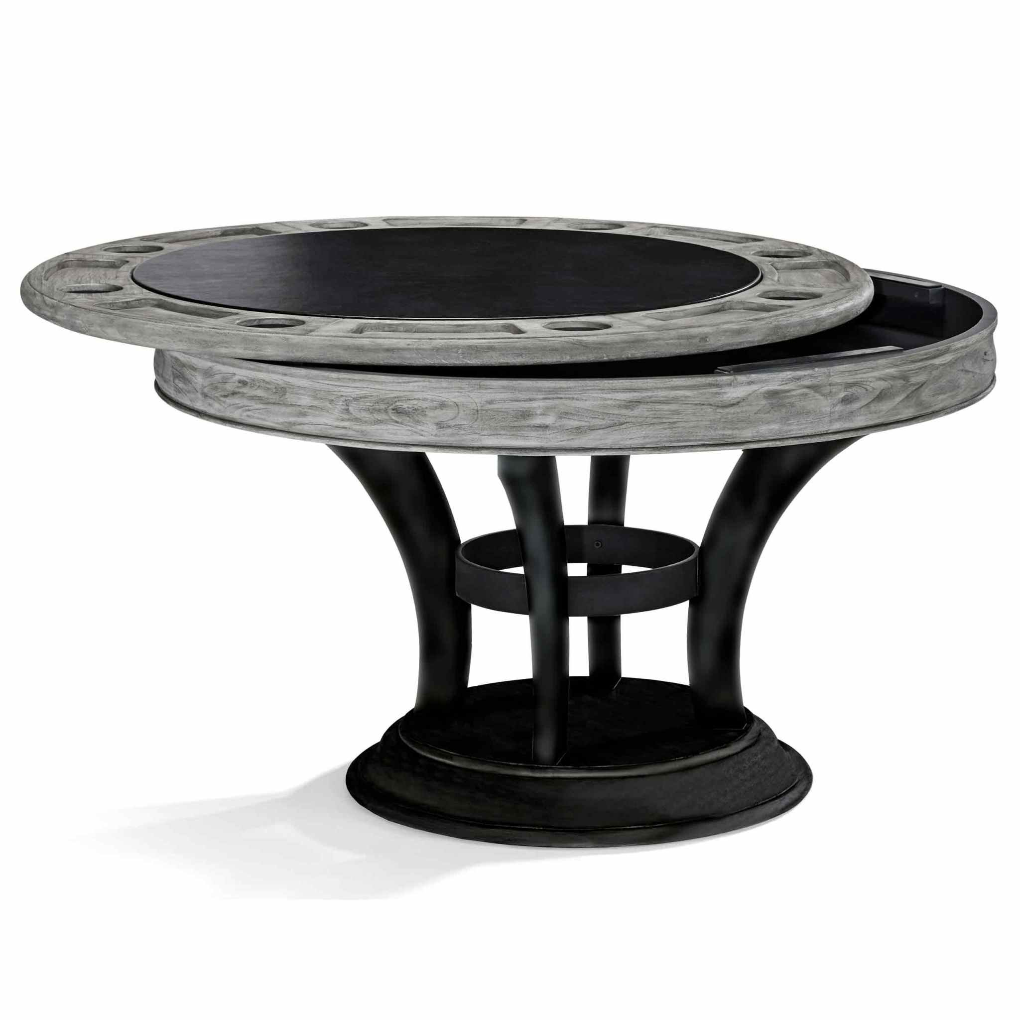 Brunswick Centennial Game Table with reversible hardwood dining surface and built-in game accessory compartments