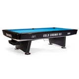 Pool table with 'Gold Crown VII' branding on a white background