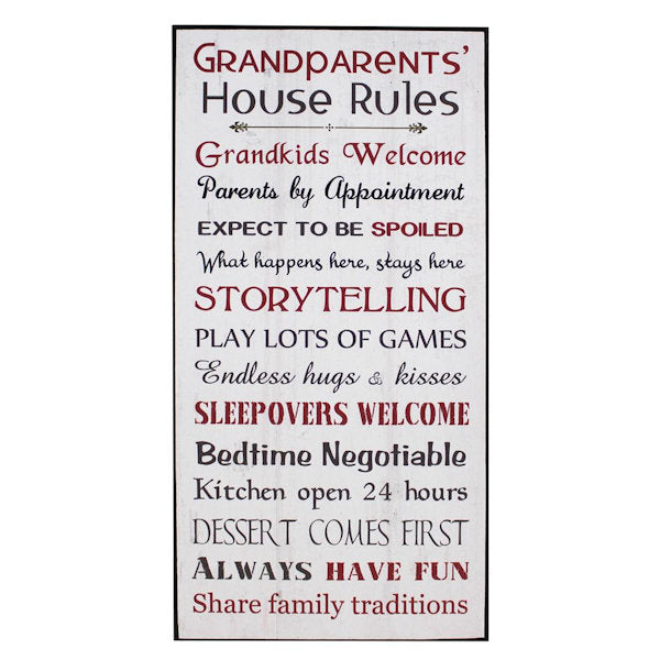 Grandparents House Rules sign