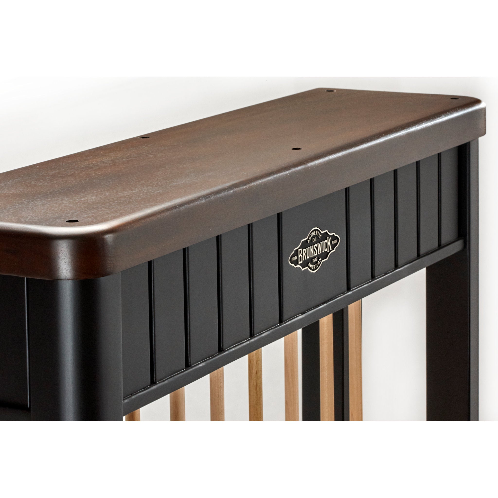 Henderson Black Cue Wall Rack close up of top of cue rack