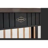 Henderson Black Cue Wall Rack close up of Brunswick logo
