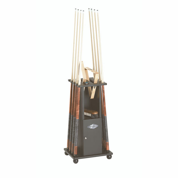 Matt Black Heritage Floor Cue rack with storage 