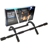 Multi-Function Door Gym for upper body workout with multiple grip positions, easy door frame installation, and pull-up, push-up, and sit-up exercises.