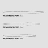 Illustrations of premium Swiss points with measurements on a light gray background