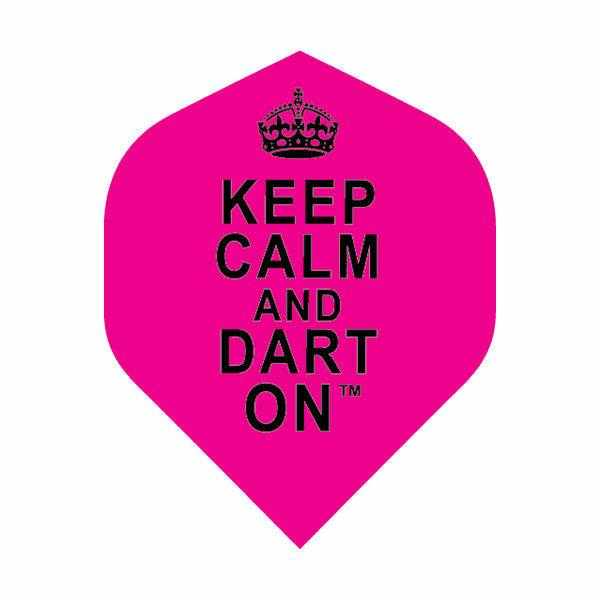 BD Exclusive Flights pink standard dart flight with "Keep Calm and Dart On" text and crown design