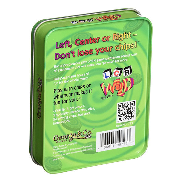 LCR Wild Dice Game back of packaging