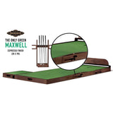 Brunswick mini golf putting green with green surface and brown frame on a white background