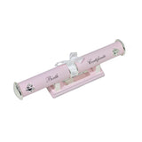 Pink Engravable Birth Certificate Holder with silver bears and the script Birth Certificate on a pink stand