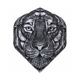 Metronic Flights dart flight with black and white intricate tiger design, standard shape, 75 microns thickness, set of 3 flights