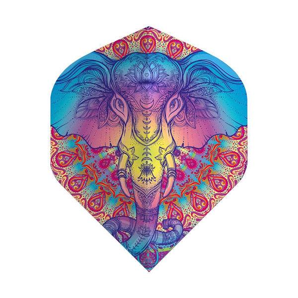 Metronic Flights dart flight with colorful elephant design, 75 microns, standard shape, 3 flights per set