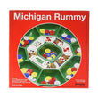 Michigan Rummy game set with colorful betting chips and 14-inch playing board for family fun