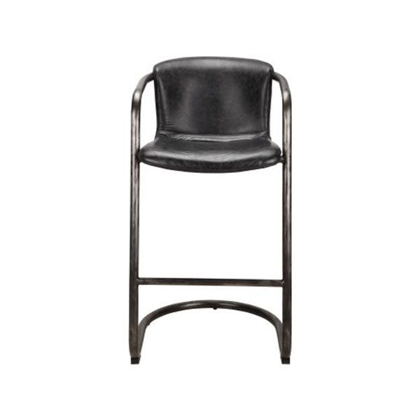 Freeman Leather Black Bar Stool