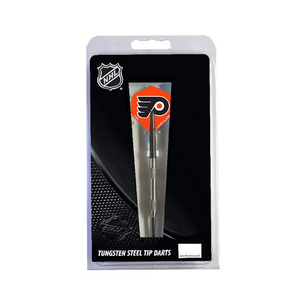 NHL® 80% Tungsten steel tip darts with Philadelphia Flyers flights and nylon shafts in packaging
