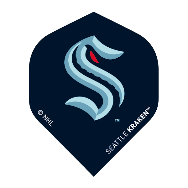 NHL® Flights Seattle Kraken team logo printed on durable polyester dart flights with UV varnish finish