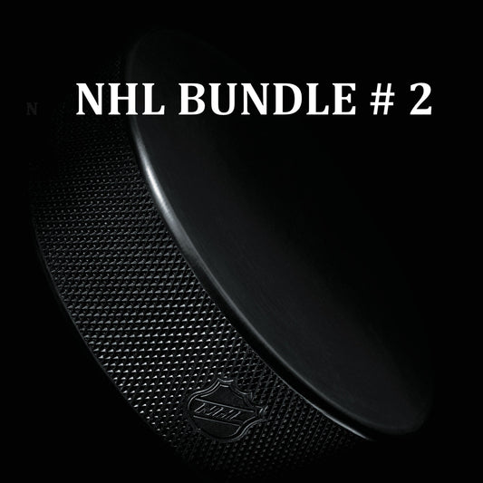 Black hockey puck with NHL logo on a black background, labeled 'NHL Bundle #2'.