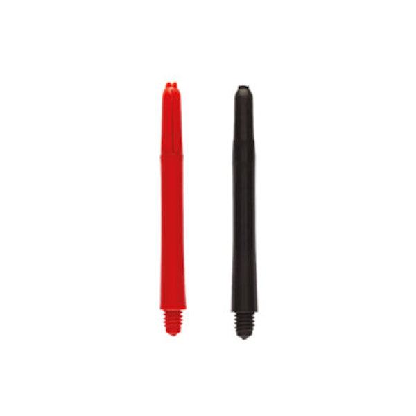 Red and black nylon shafts made from flexible and tough multi-material polymer