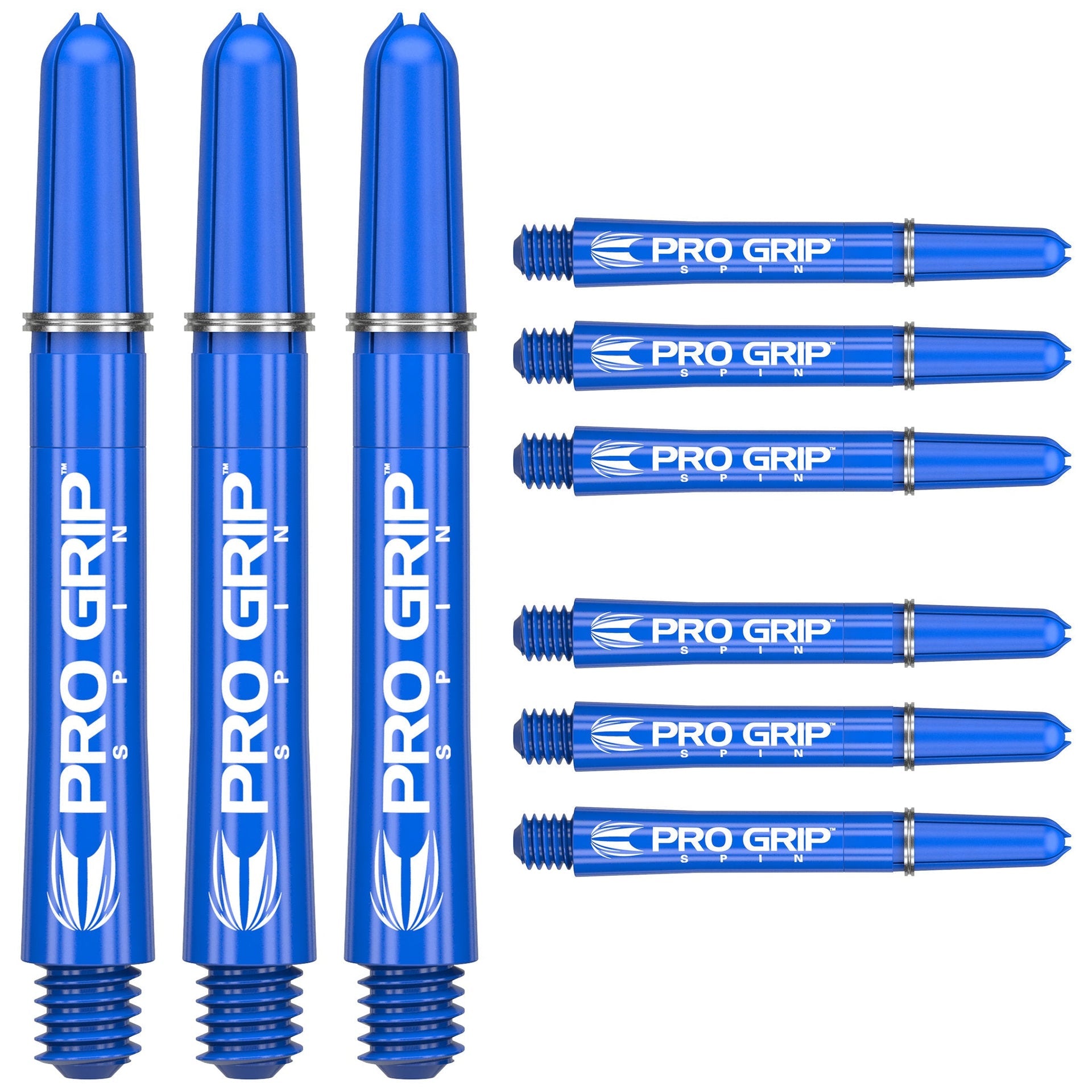 Set of three durable Pro Grip Spin Shafts with Hydrogel technology for smooth dart spinning and improved grip