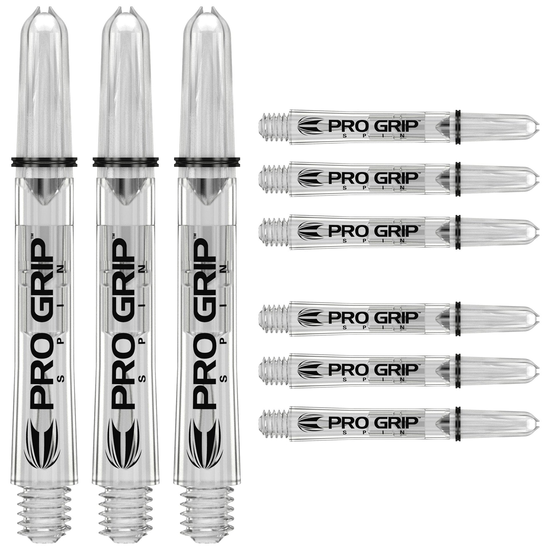 Pro Grip Spin Shafts 3 pack with Hydrogel technology and Target Pro Grip rings for improved dart spinning and durability