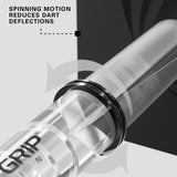 Set of three Target Pro Grip Spin Shafts with Hydrogel technology for smooth dart spinning and improved scoring