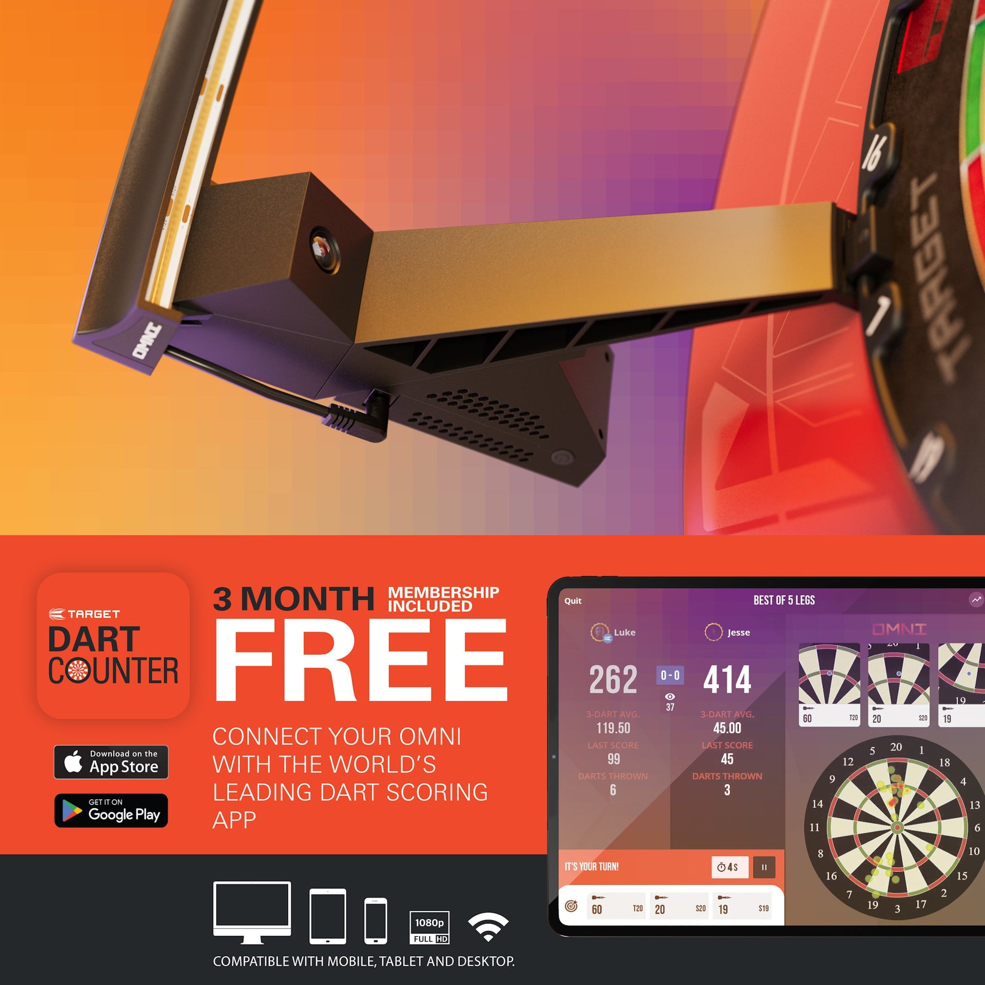 OMNI Auto Scoring System dart counter free membership for 3 months