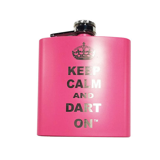 Keep calm and dart on pink flask