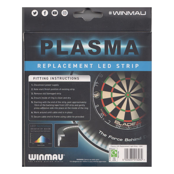 Winmau Plasma light Replacement LED light strip back of box