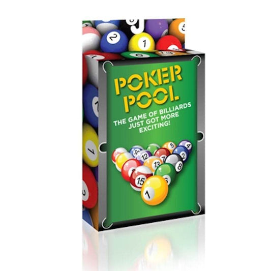 Poker Pool Card Game box featuring billiard balls and cards for a combined pool and poker game.