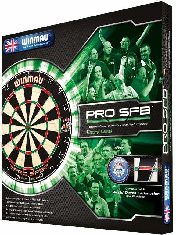 Winmau Pro SFB Dartboard with high tensile steel wire and staple-free bullseye, tournament specification, entry-level dartboard