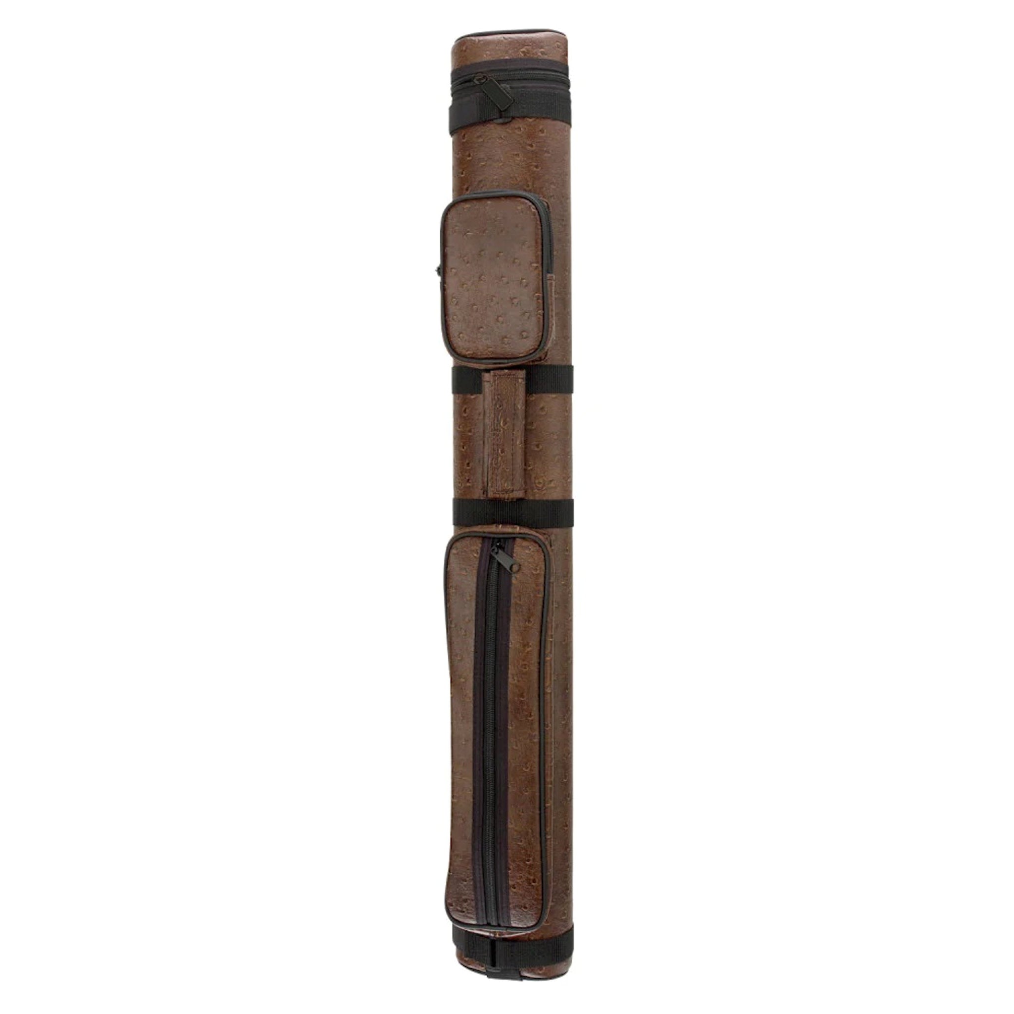 Pro Series PR22V Leatherette Pool Cue Case brown on white background