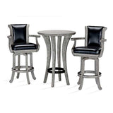 Brunswick Centennial Pub Table with arched legs and aged wrought iron ring base, rustic grey finish
