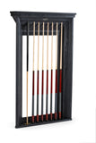 Pursuit Cue Wall Rack shown with cues and bridge