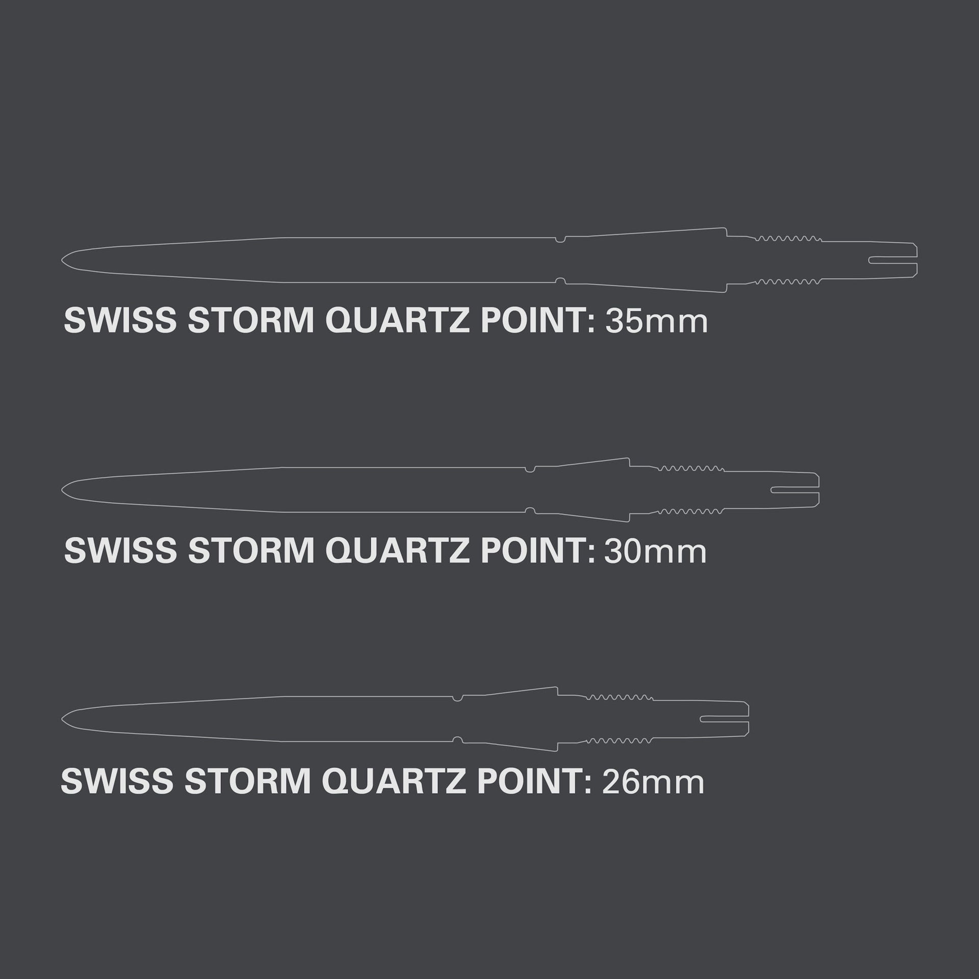 Swiss Storm Quartz Points sizes