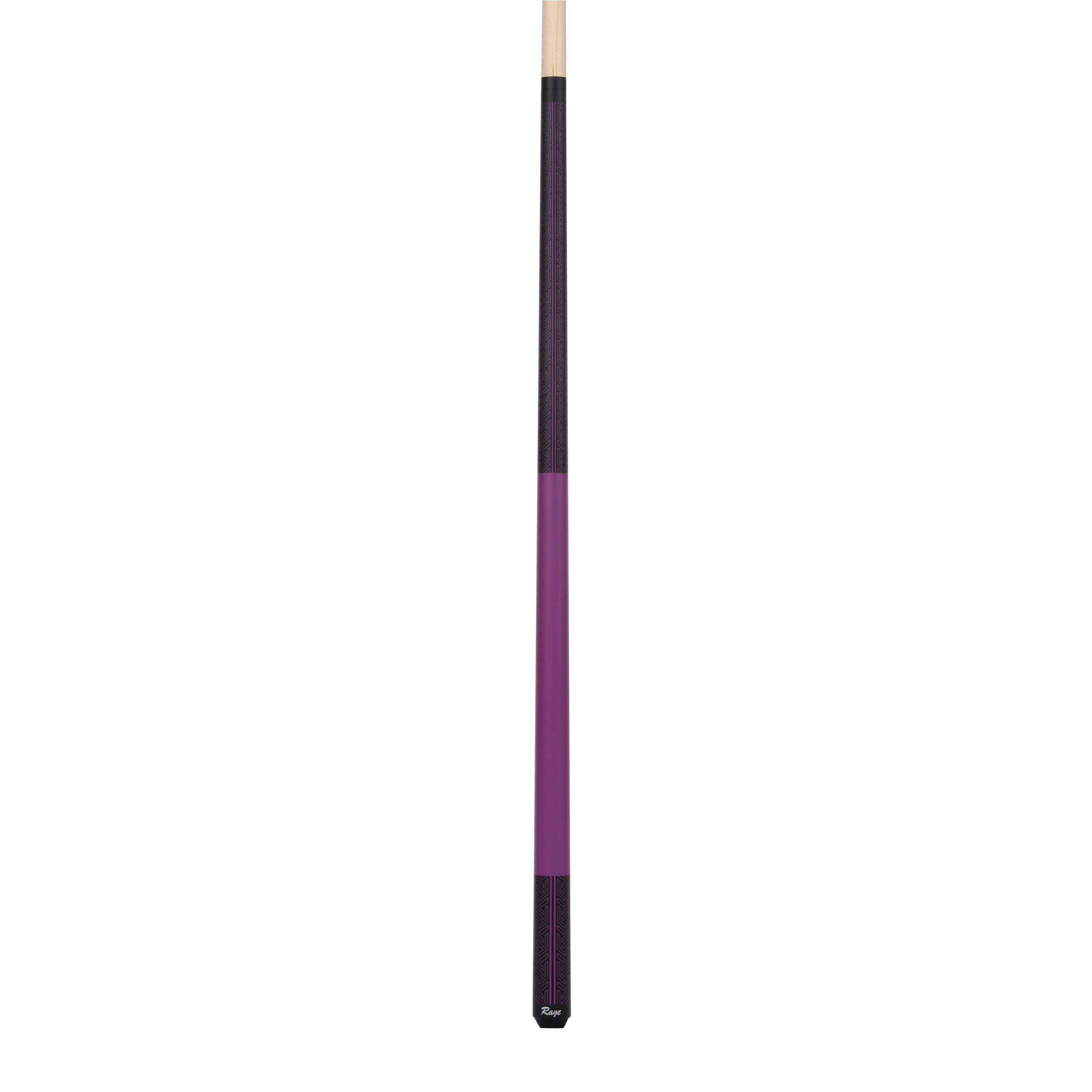 Pool cue with purple and black design on a white background