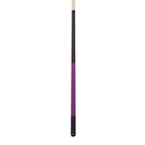 Pool cue with purple and black design on a white background