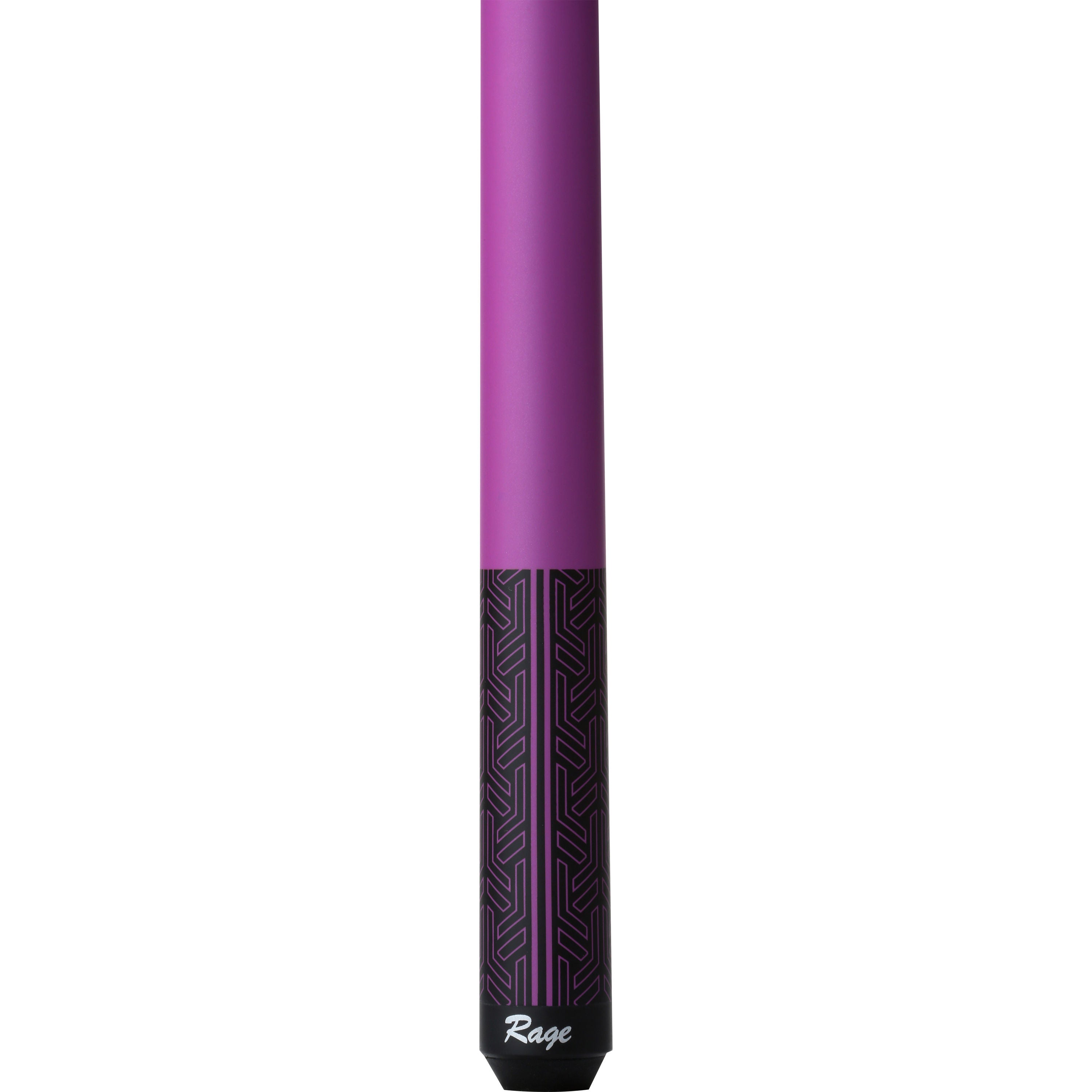 Rage Matte Purple Wrapless Cue close up of the bottom of the cue