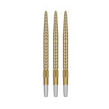 RVE gold points with a threaded end on white background.