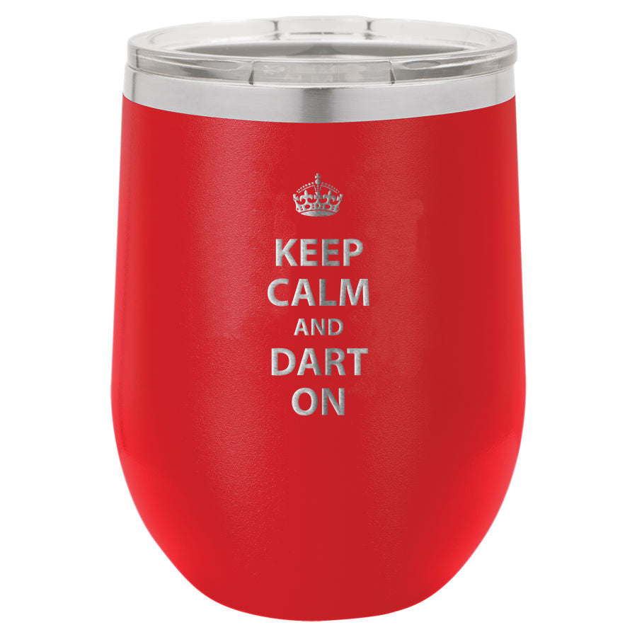 Stemless Wine Tumbler -Dart On red