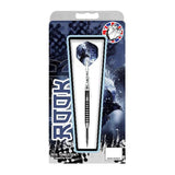 Rook 90% Tungsten Darts with sleek black barrels and purple sheen for precision and control