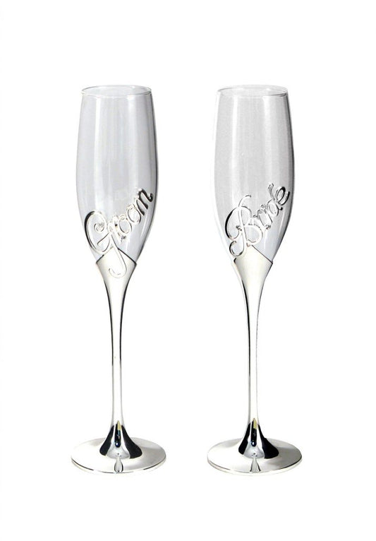 Bride and Groom toasting glasses
