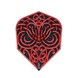 Shot Flights dart flights with intricate red and black Celtic knot design for stability and lift