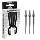 Winmau switch points packaging with three metal dart points on a white background