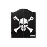 Winmau Black Skull Cabinet with skull and crossbones design and magnetic closure for dartboards