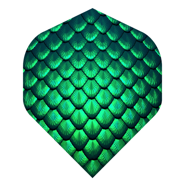 BD Exclusive Flights dart flight with green scale pattern, 100 micron, standard size, durable