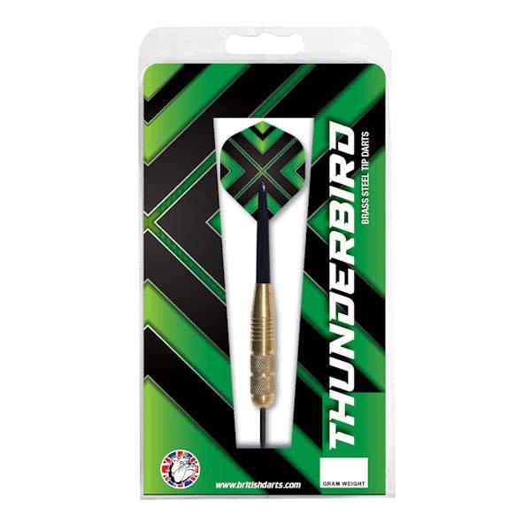 Thunderbird brass steel tip dart in green and black packaging dart equipment bundle