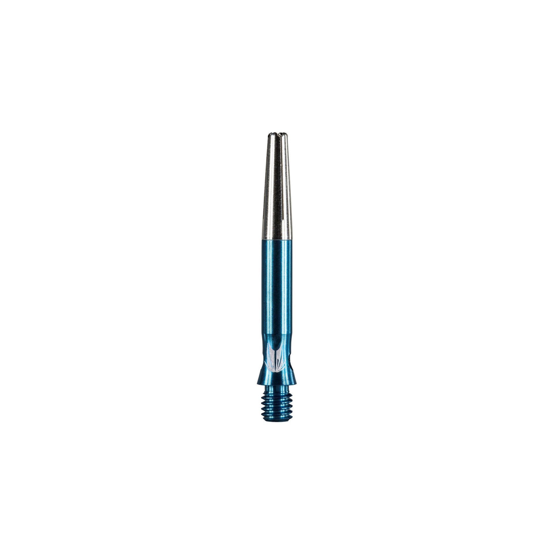Blue and silver dart shaft on a white background