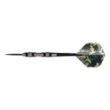 Trooper 80% tungsten dart with aggressive knurl grip and camo flights for precision control